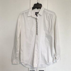 Vintage Woolrich 2272 White Embroidered Cotton Button Down Size Large